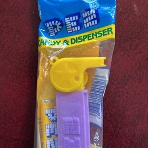 PEZ Dispenser with Purple and Yellow Whistle Vintage PEZ NEW in Bag Mardi Gras
